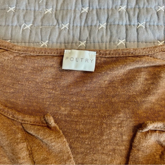 Poetry Women’s Linen Tunic Top Size 14 Brown - Picture 3 of 6
